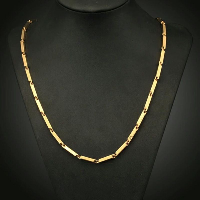 KALUNG TITANIUM ASLI ANTI KARAT PRIA WANITA MODEL RANTAI PADI GOLD