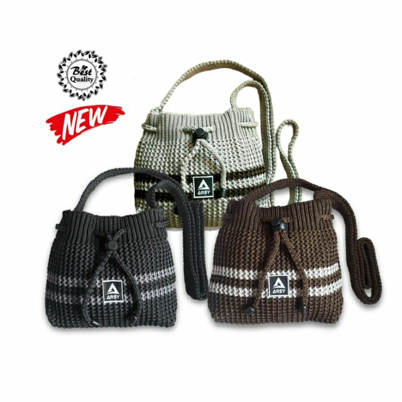 Tas Rajut Selempang wanita model serut Terbaru Kekinian / lucu / unik / simple