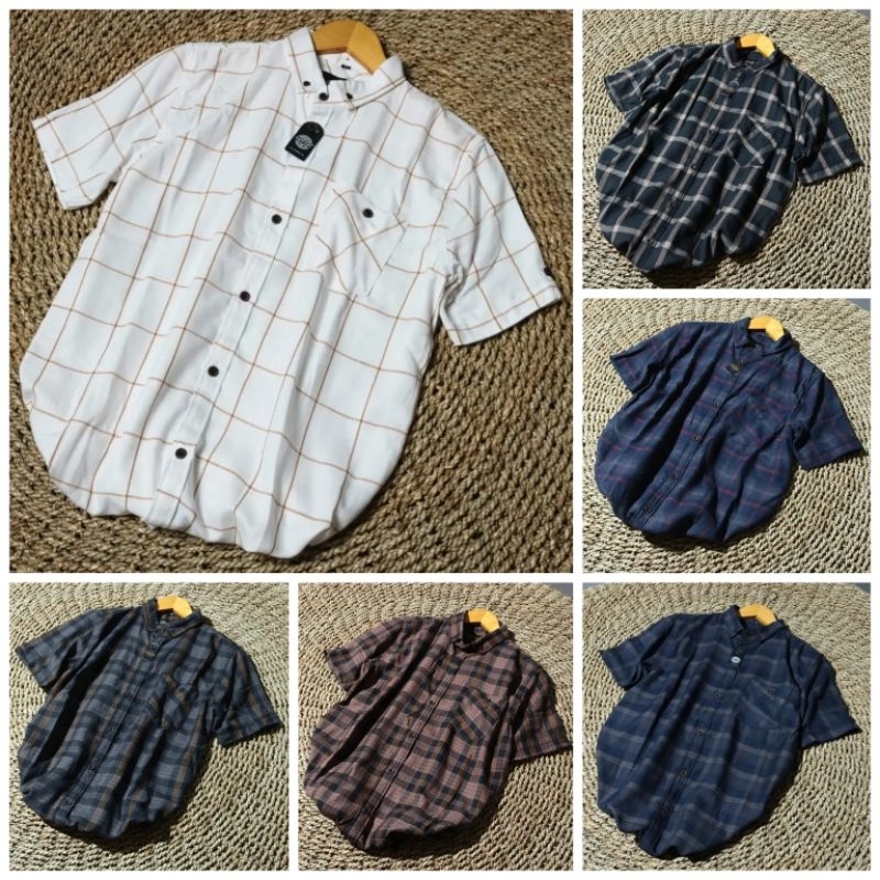 BRILL EIGHTY EIGHT 88 KEMEJA FLANEL LENGAN PENDEK PRIA PREMIUM TERLARIS FLANNEL CARDINAL KOTAK GARIS