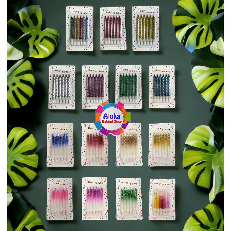 Lilin Spiral Besar Metalic Lilin Ulang Tahun Besar Warna-Warni