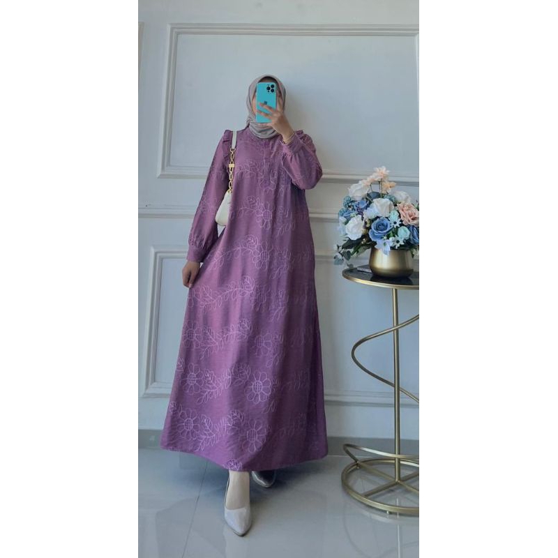 Umma Dress | Dress Crinckle Polos | Gamis Crinckle Polos Warna | Umma Gamis