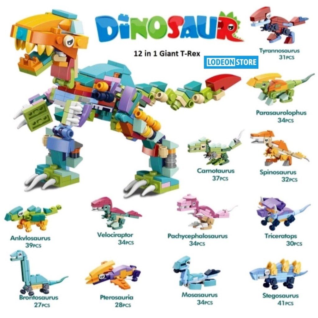 Brick Dinosaurus 12 in 1 Giant T-Rex - Brick Dinosaur - Lodeon Store