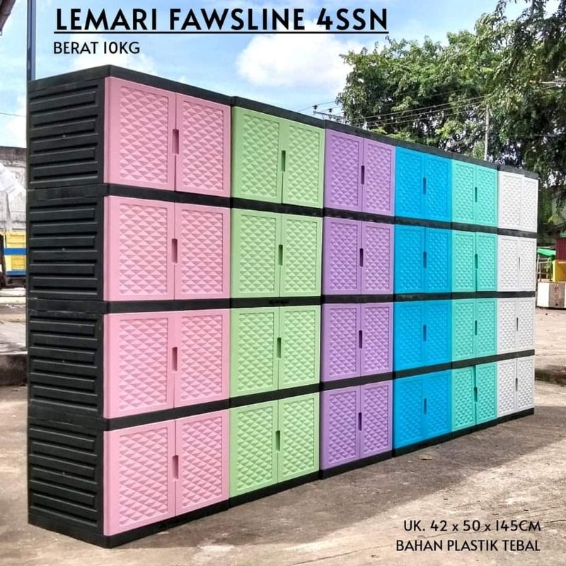 Lemari Fawsline 4 Susun Bahan Plastik / Lemari Plastik Fawsline Serbaguna 4 Tingkat