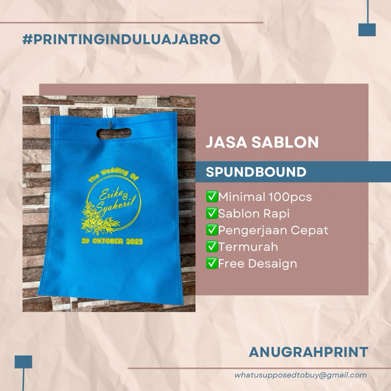 

Jasa Sablon Custom Tas Hajatan Semua Jenis Tas Spunbond Spenbon Kain Laken
