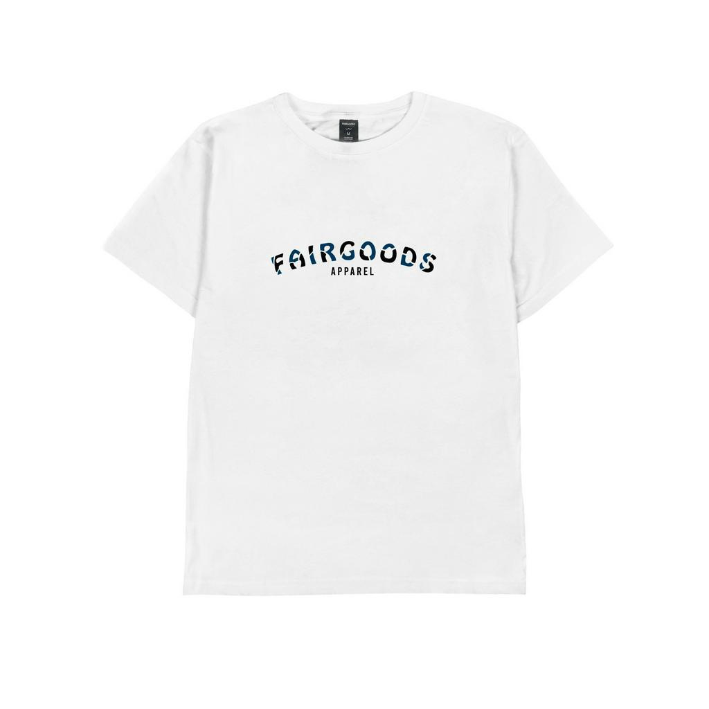 Kaos Remaja Distro Katun Lengan Pendek - Fairgoods Kaos - Logo Ripple Navy - Putih