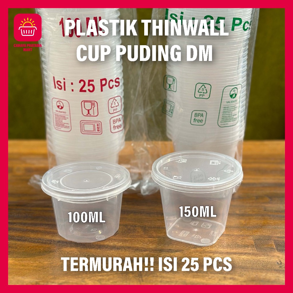 Thinwall DM CUP Pudding mini Thinwall CUP PUDING cup saos Thinwall 100ml 150ml isi 25set CUP SAMBEL 