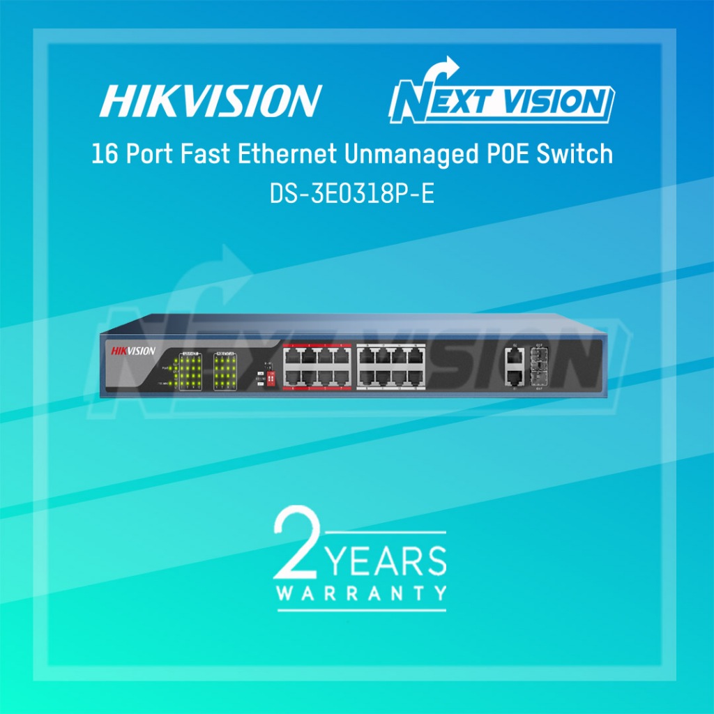 DS-3E0318P-E - HIKVISION UNMANAGED POE SWITCH 16 PORT