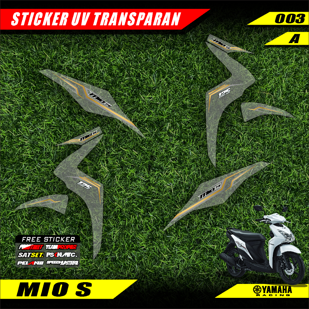 STRIPING STICKER TRANSPARAN UV YAMAHA MIO S DESAIN MINIMALIS GPC 003