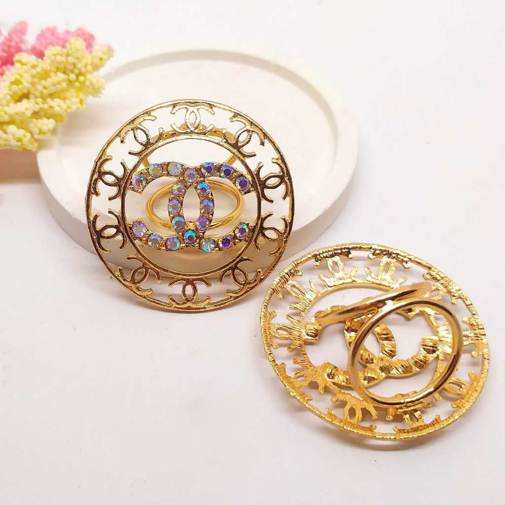 Termurah RING hijab /bros hijab/kolong jilbab/aksesoris hijab-Bulat CHN Gold