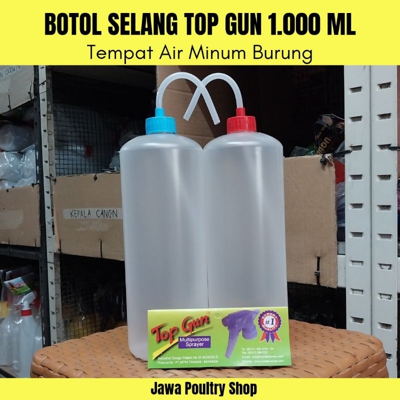 BOTOL SELANG WADAH AIR MINUM BURUNG / BOTOL KEMPIS BURUNG TOP GUN - 1.000 ML