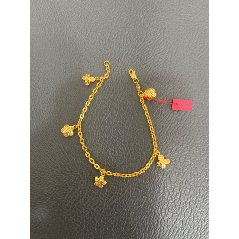 Gelang emas asli kadar 700 berat 3 gram hadiah ultah fancy
