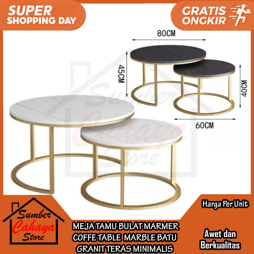 [Instan] MEJA TAMU BULAT MARMER COFFE TABLE MARBLE BATU GRANIT TERAS BUNDAR LINGKARAN SANTAI MINIMAL
