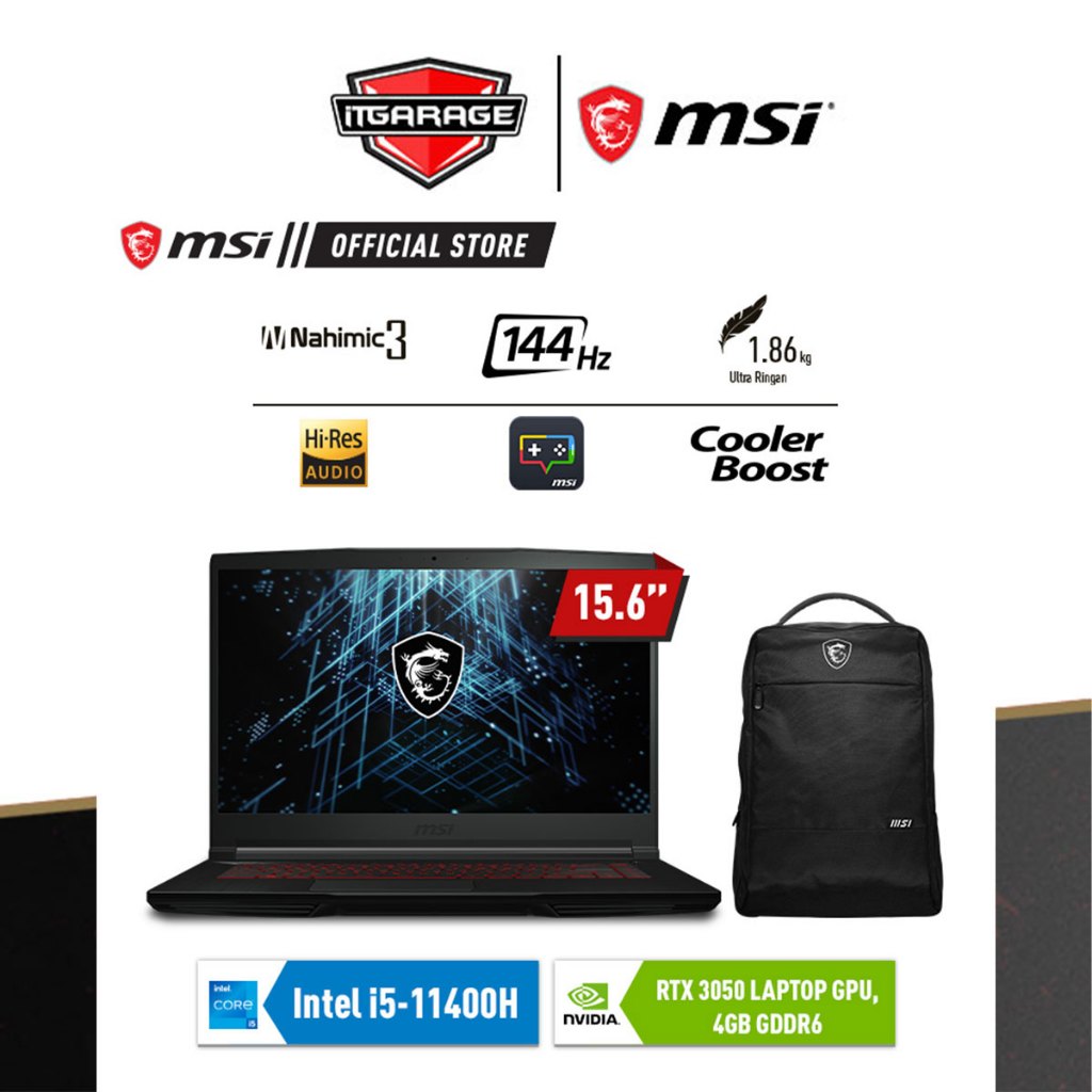 MSI GF63 11UC-1618ID|i5-11400H/8G/512G/RTX3050-4G