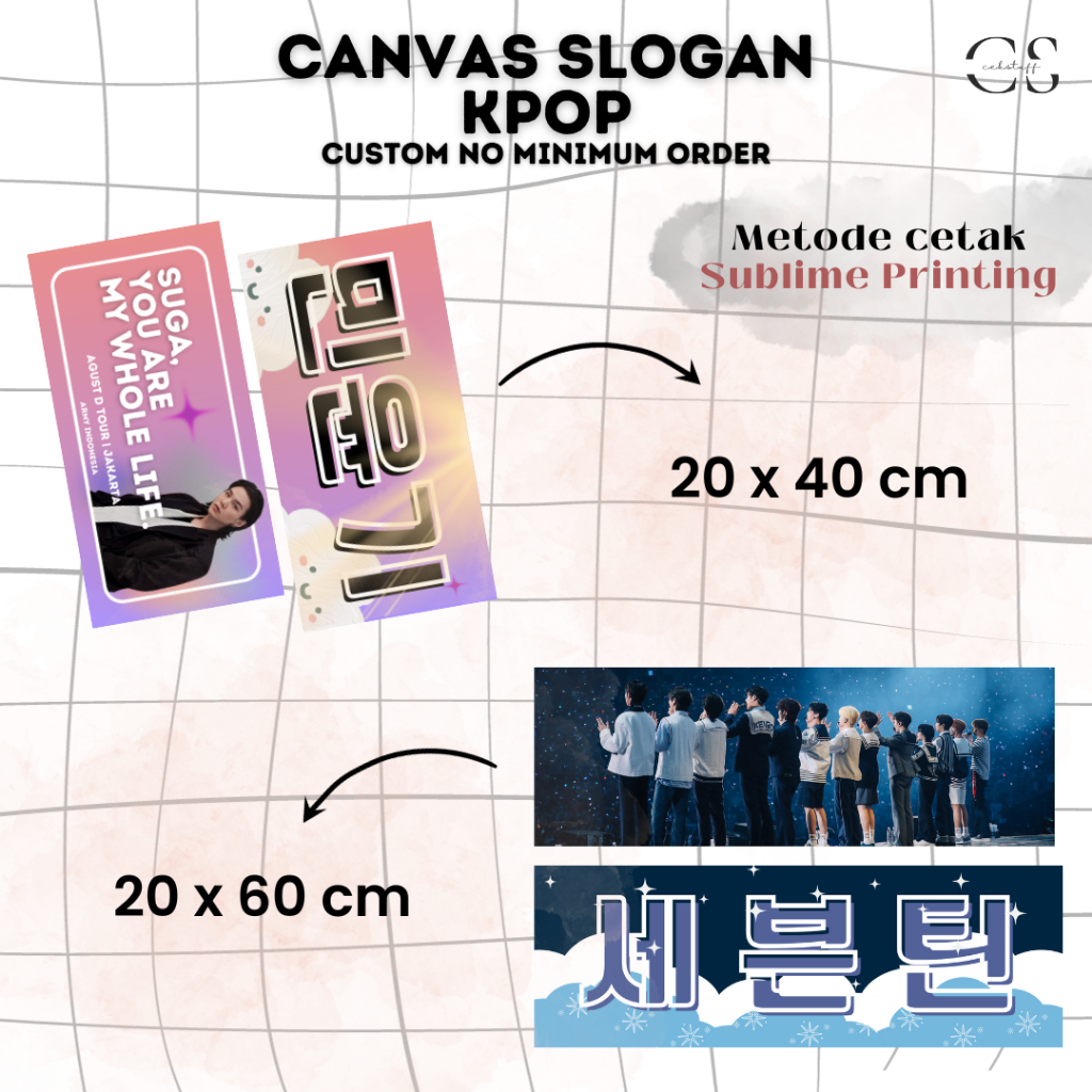 Cetak Custom SATUAN Fabric/Kain Slogan Handbanner K-Pop bisa request design BTS NCT BLACKPINK SVT SE