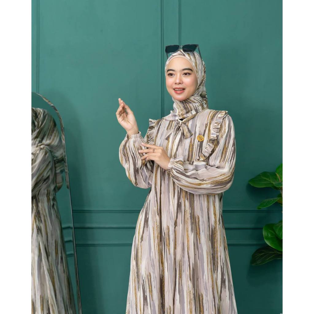 PB Prilly Busana -  HUDYA VOL.4 GAMIS SET 2in1 CERUTY MOTIF PREMIUM - SATU SET - DRESS - BAJU MUSLIM - MEWAH