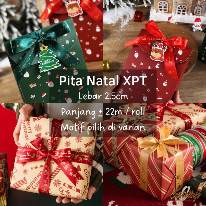 

Pita Satin Merry Christmas XPT Pita Hiasan Hampers Kado Natal