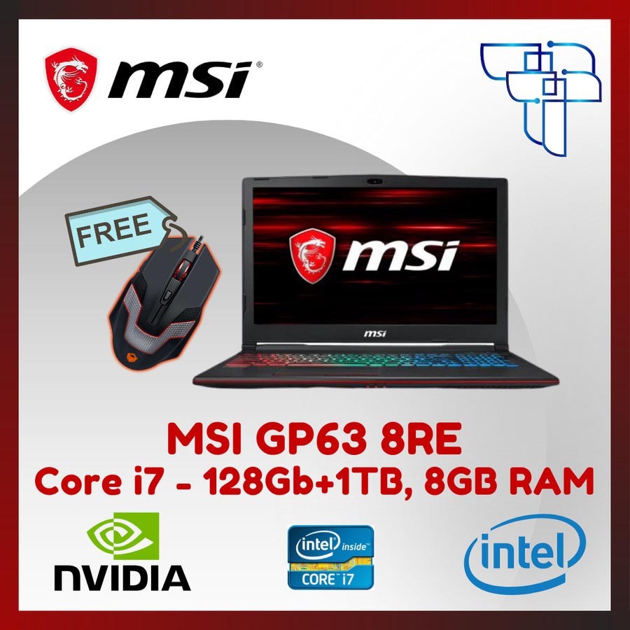 Laptop Gaming MSI GP3 8RE - 466 - Core i7 - 128Gb SSD, 1Tb HDD, optane