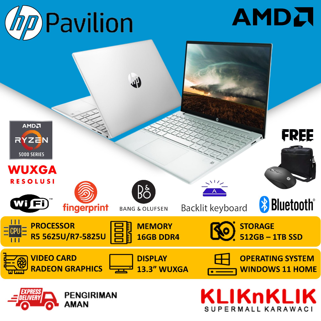 LAPTOP HP PAVILION AERO 13 AMD RYZEN 7 5800U RAM 16GB 512GB SSD VEGA8 WINDOWS 11