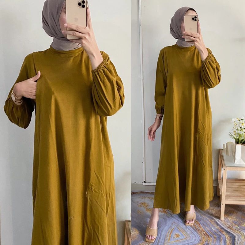 gamis polos bahan kaos cotton combed baju gamis terbaru