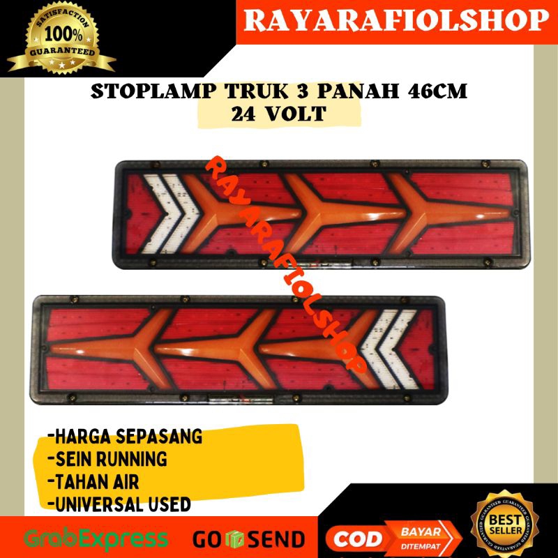 Lampu Stoplamp truk 24volt Tipe 3panah Lampu Rem Belakang Truk Hino Fuso Scania Tronton Trailer
