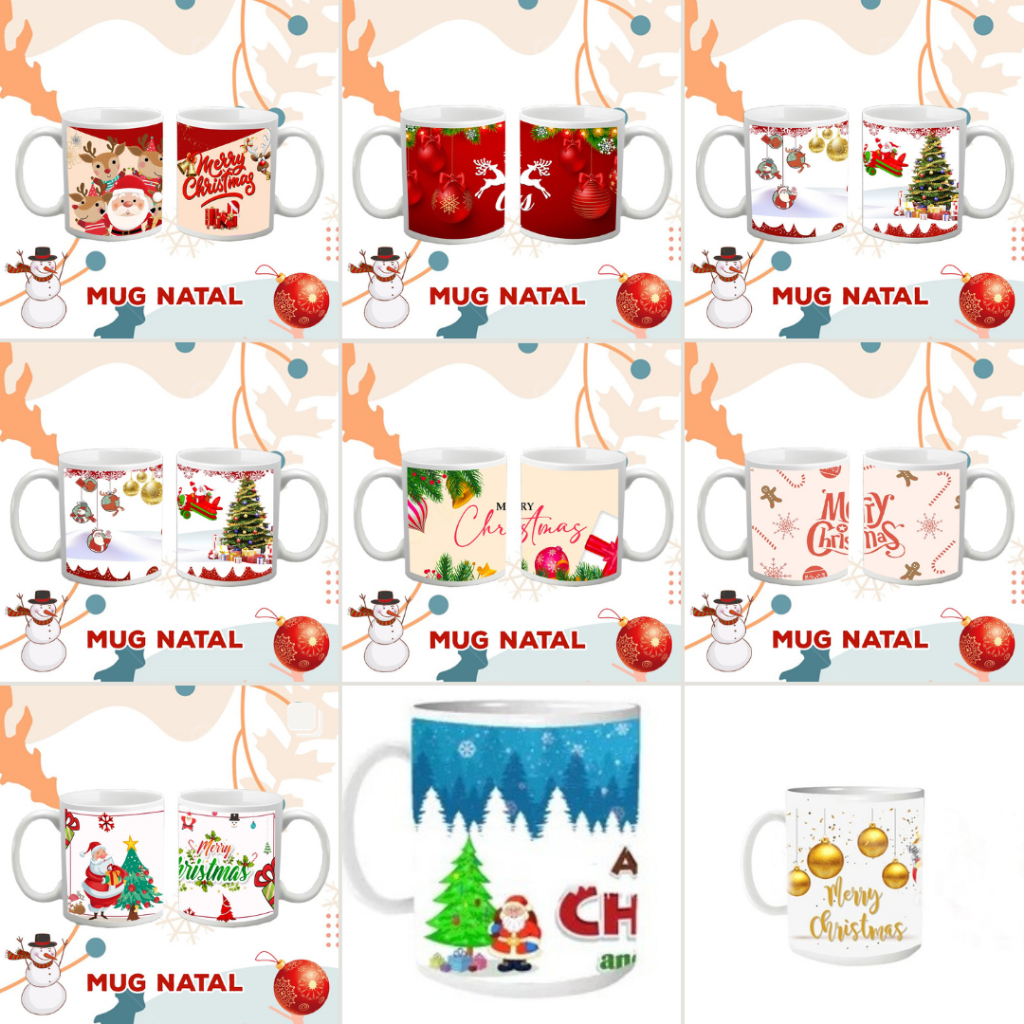 Mug Natal + Kotak Merry Christmas -Mug Motif Natal-Gelas-Kado Natal-Souvenir Mug