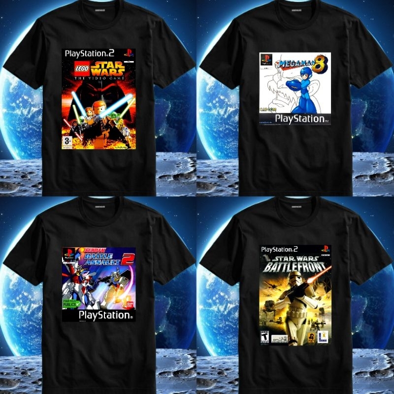 Baju Kaos Tshirt T Shirt Pria Laki Cowok Cewek Perempuan Unisex Game Ps 2 Playstation Play Station 2