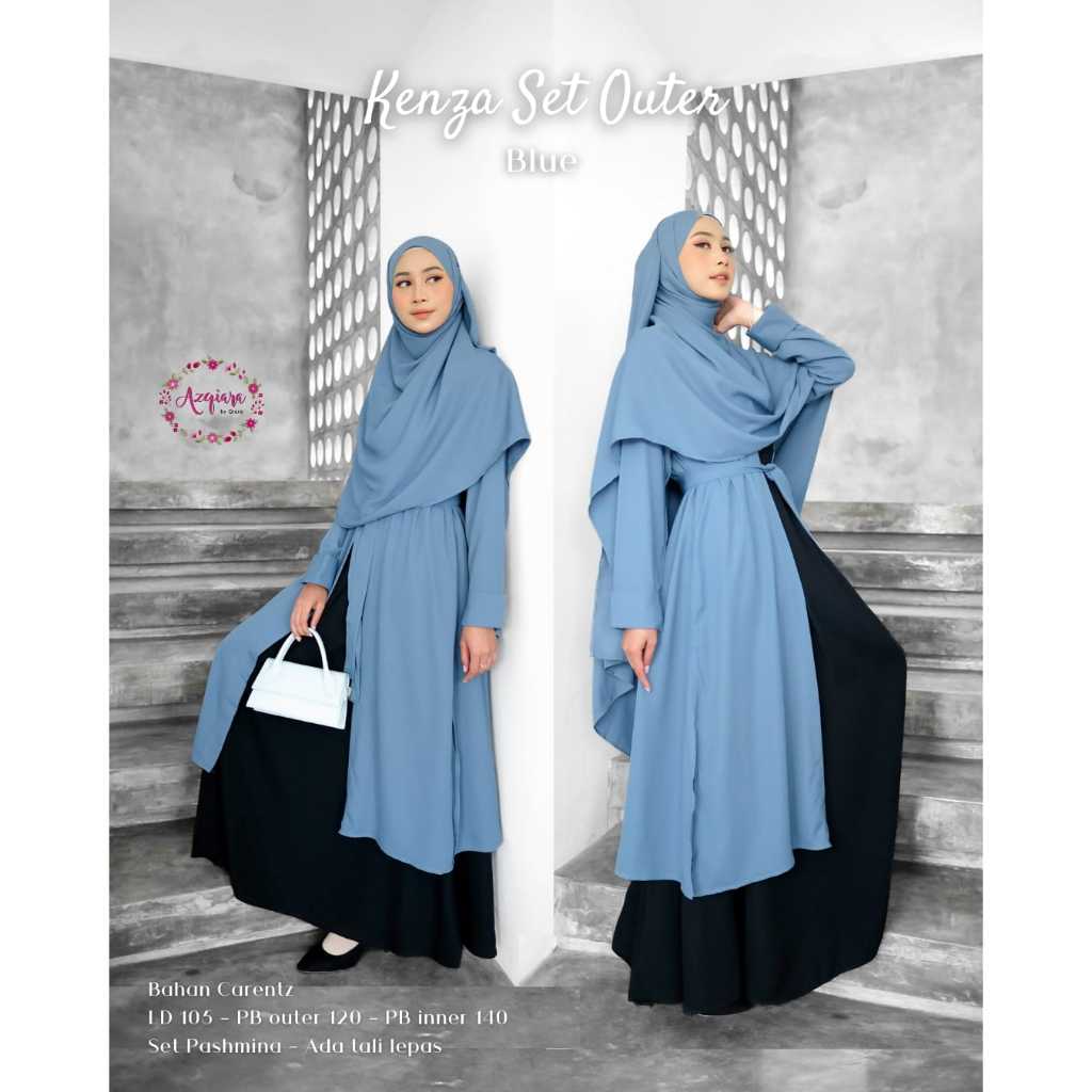 KENZA SET OUTER DRESS GAMIS SYARI ORI AZQIARA BY QIARA