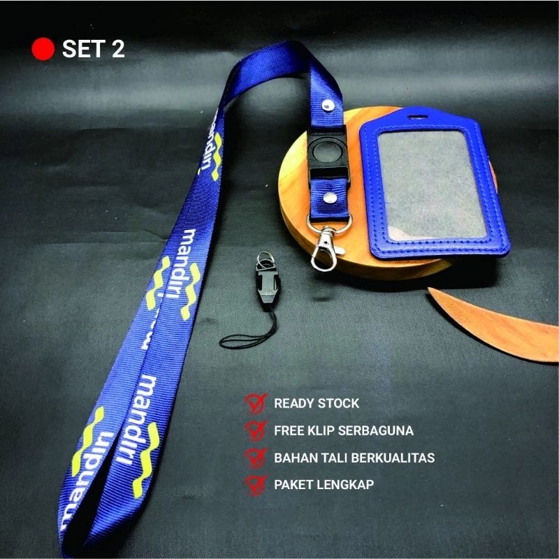 

lanyard bank mandiri tali ID Card Sablon Berkualitas 1 sisi