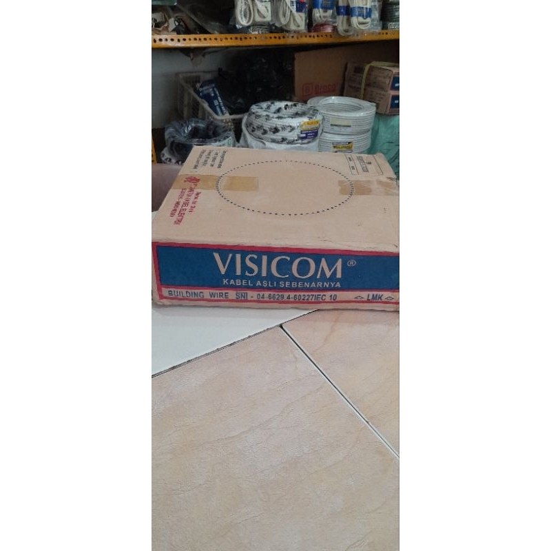 KABEL LISTRIK MERK VISICOM TUNGGAL NYM / KAWAT MURNI 2X1.5  PANJANG 50 METER FULL