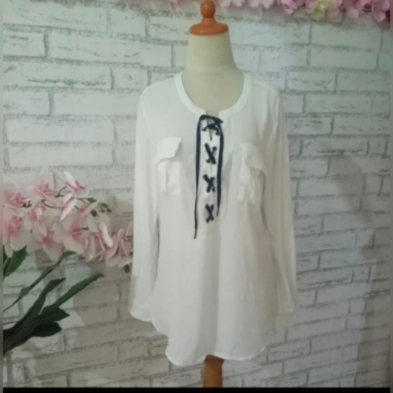 blouse putih big size branded original/Blouse polos putih big size