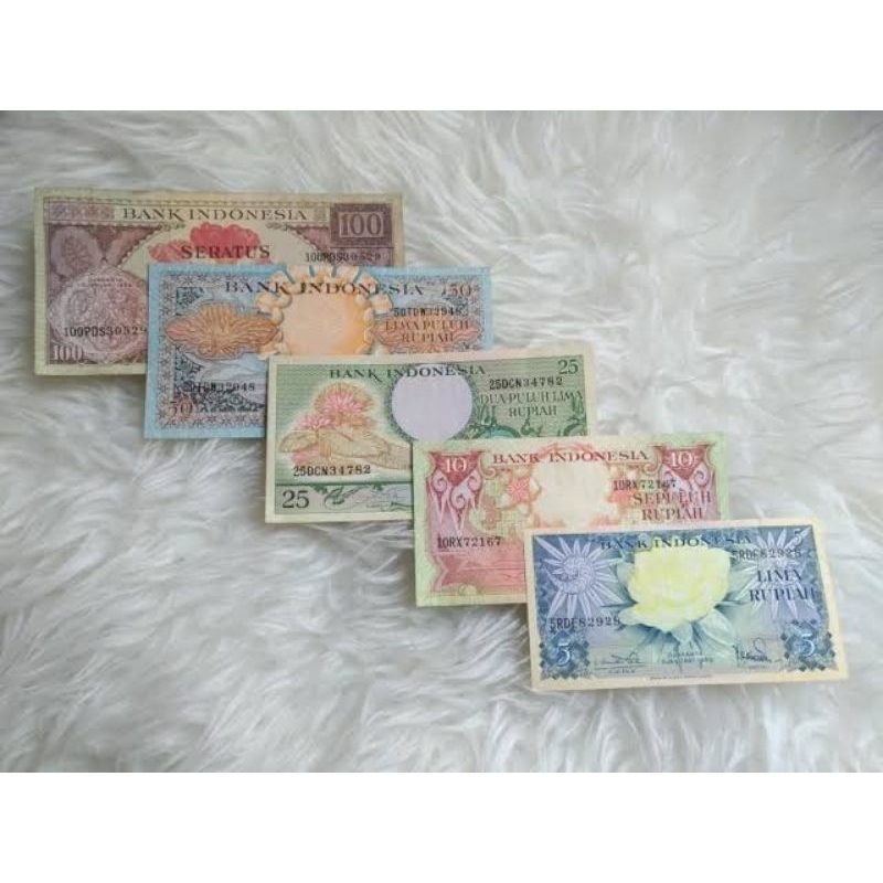 Uang Kuno MINI SET Seri Bunga 5 - 100 Rupiah aUNC/UNC