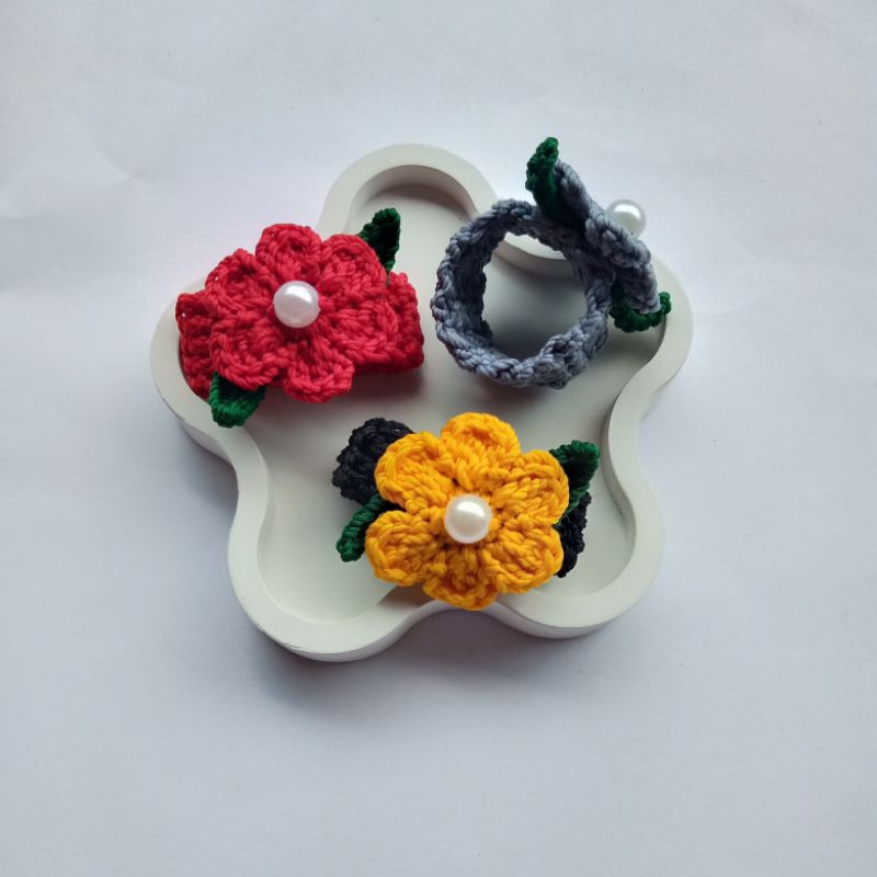 Bros rajut handmade || Ring hijab rajut || Bros rajut || Bros rajut untuk jilbab || Bros rajut bunga