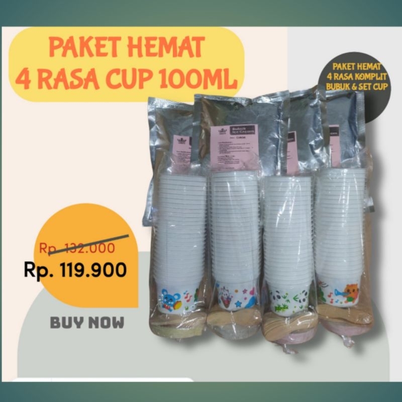 

PAKET HEMAT 4 RASA CUP 100ML BUBUK ES KRIM KOMPLIT
