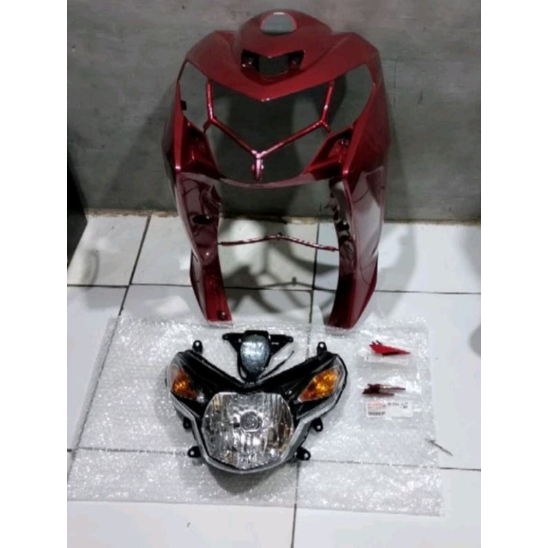 Cover tameng depan Nouvo Vietnam original Yamaha merah marun