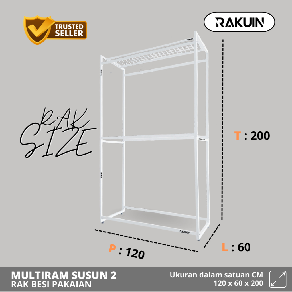 RAK MULTIRAM SUSUN 2 RAK BAJU MODEL 2 ARAH TINGKAT / GANTUNGAN BAJU BESI COCOK UNTUK GAUN / GAMIS /