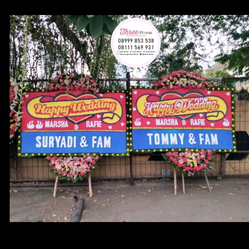 bunga papan / bunga papan ucapan happy wedding / bunga papan ucapan / bunga papan ucapan pernikahan