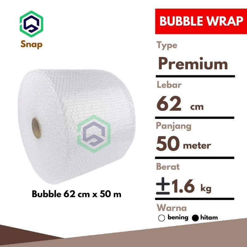 

Bubble Wrap Bening 62 cm x 50 Meter Premium