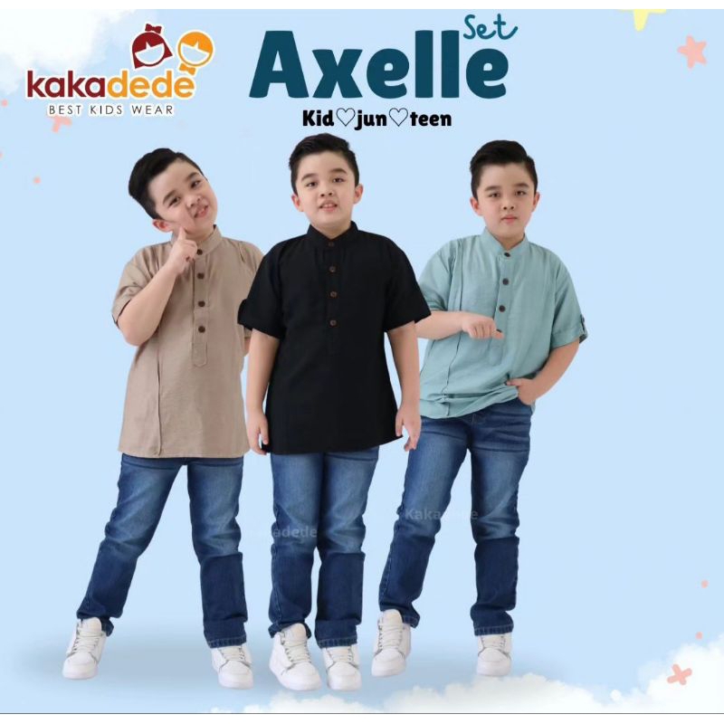 Set Axelle Kakadede / Setelan Jeans Anak / Setelan Anak Cowok / Setelan Kakadede / Setelan Lebaran A