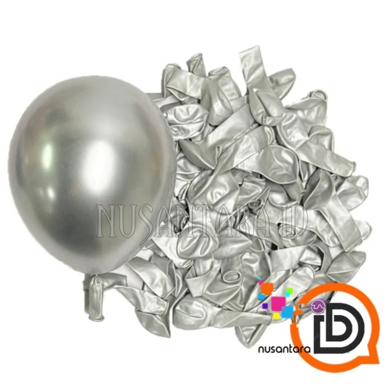 Balon Latex Chrome 5 INCH SILVER / balon metalik CHROME dekorasi/ balon mengkilap / balon kecil