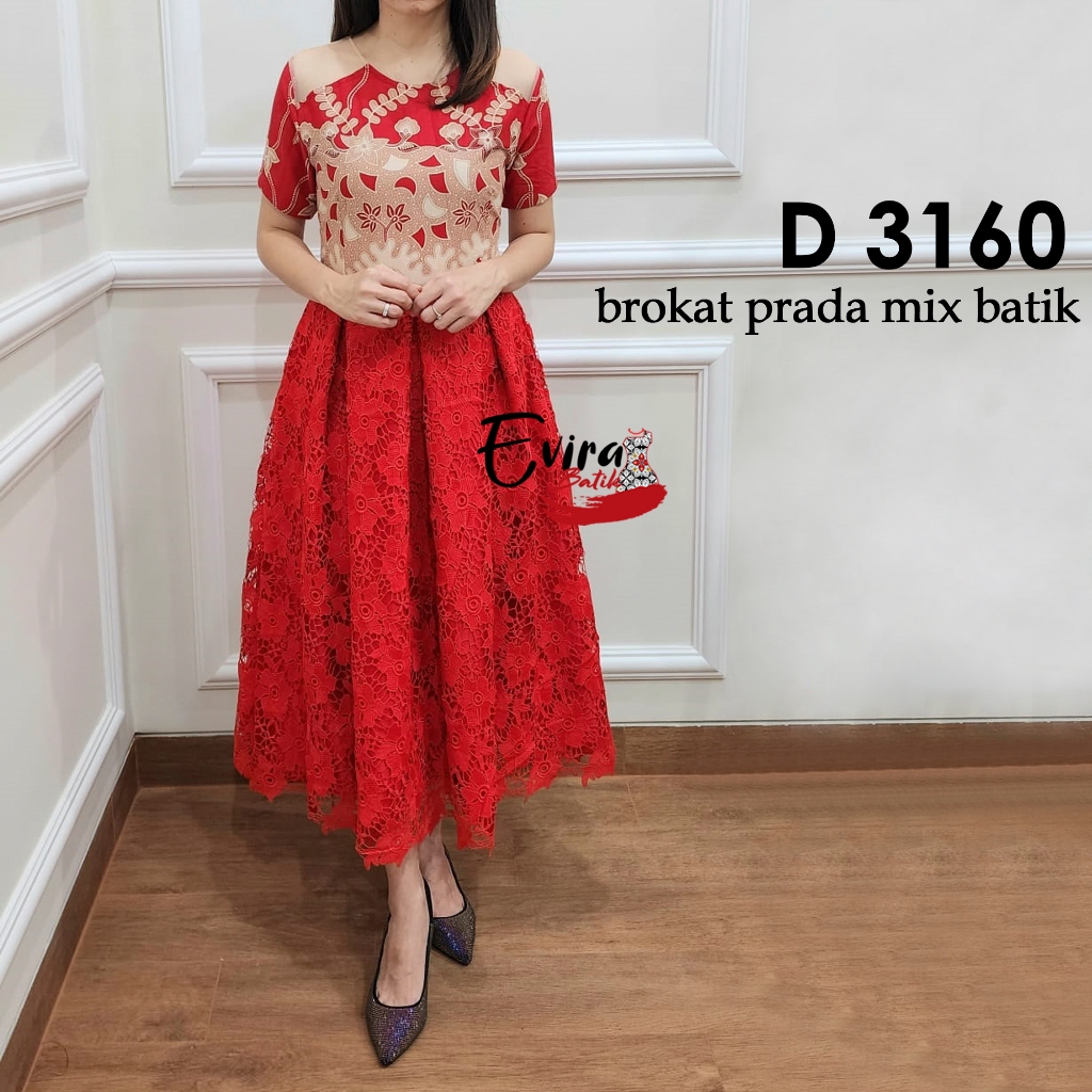 Dress Batik Wanita Modern D 3160 / Dress Batik Natal / Dress Batik Imlek / Dress Batik Keren / Set C