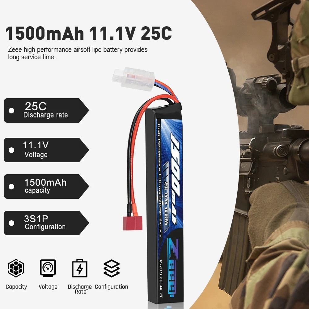 Lipo Sugus ZEEE 1500mAh 3s 11.1v 25c Lipo Battery Soft Case Batrai Rc Car Airsoft Plane wgg aeg