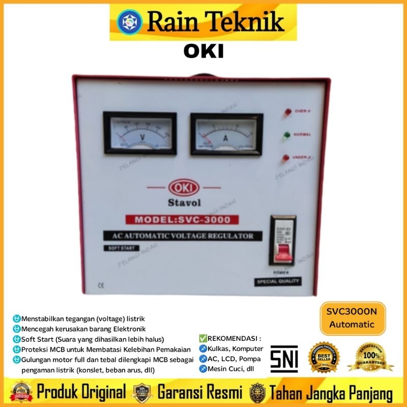 Stabilizer Stavol OKI SVC3000N Automatic Voltage Regulator 3000Watt Dinamo Tembaga / Stabilizer OKI 