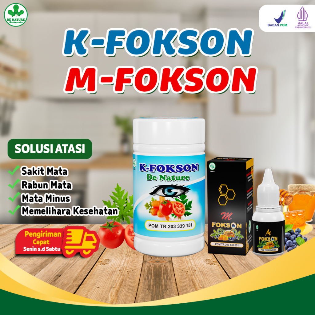 Obat Minum K-Fokson dan Tetes Mata M-Fokson Herbal De Nature Obat Mata Katarak Minus Glukoma Glaukom