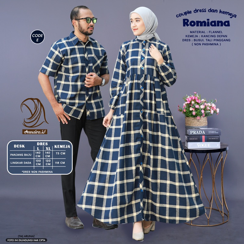 ROMIANA CP FLANEL - GAMIS PLUS KEMEJA KEKINIAN COCOK BUAT COUPLE SAMA PASANGAN MOTIF KOTAK KOTAK BY 