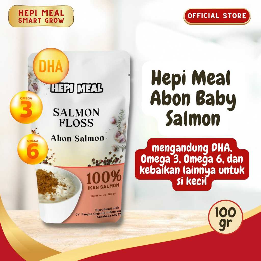 

Abon Bayi Lembut Salmon HEPI MEAL / Abon MPASI TAnpa Pengawet Non MSG