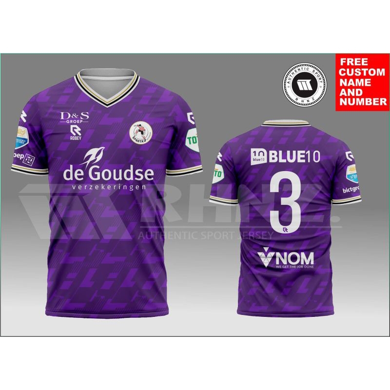 JERSEY FULLPRINT SPARTA ROTTERDAM UNGU TERBARU/JERSEY BOLA ATASAN SPARTA/FREE CUSTOM NAMESET/SEMUA U