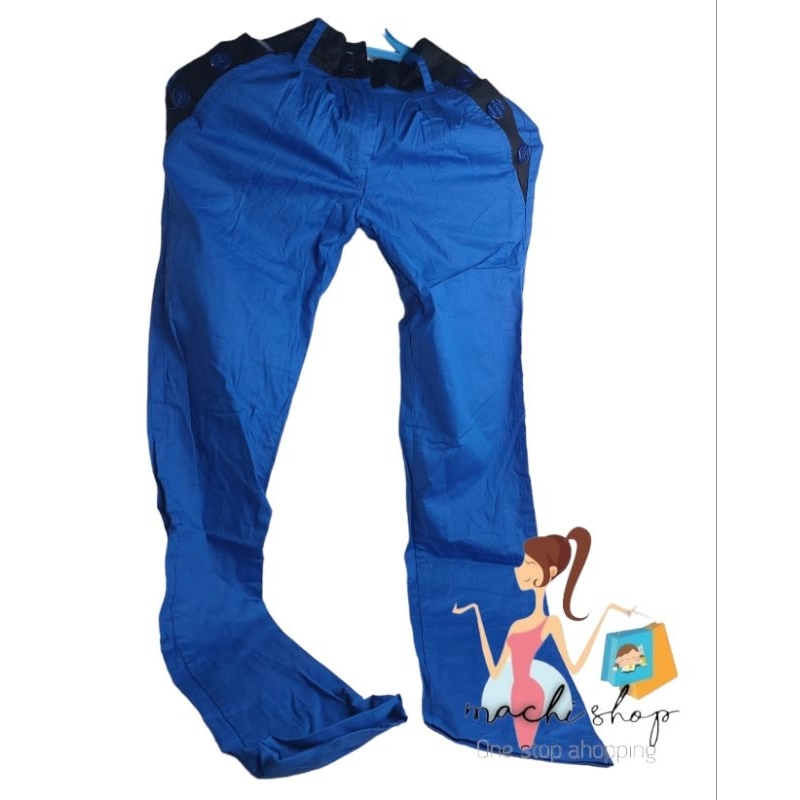 Celana panjang kain biru stretch