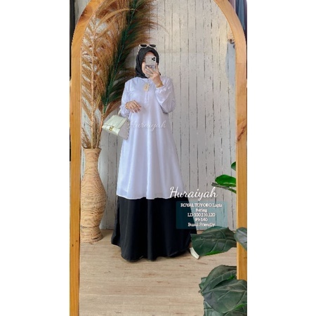 Gamis Kerja TOYOBO HURAIYAH Hitam Putih Polos Malaysia