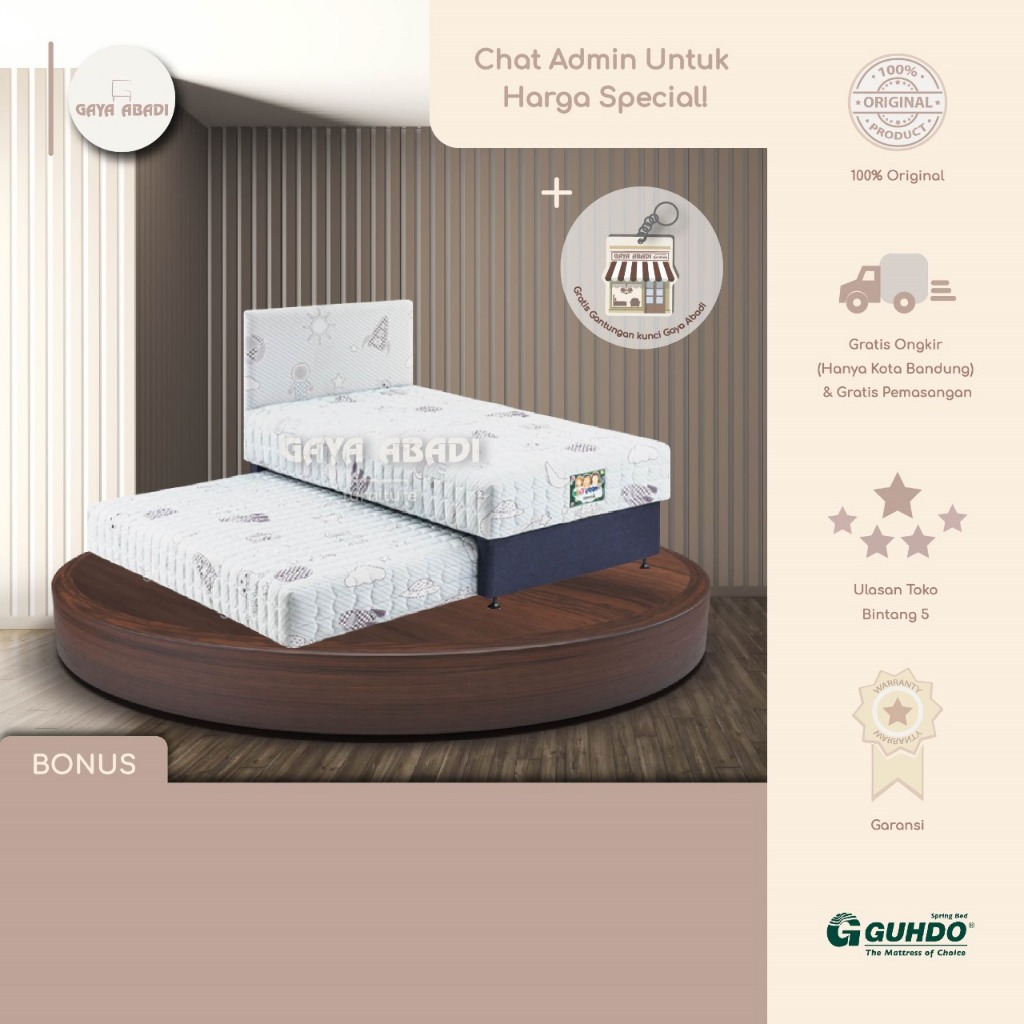 Springbed Guhdo 2 in 1 Happy Kids Latex / Kasur sorong 2 in 1 Happy Kids Latex - Guhdo Springbed
