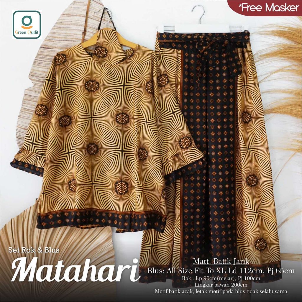 matahari set rok blouse katun batik  ld 112 stelan setelan oneset pakaian baju bluss blus bluse jumb